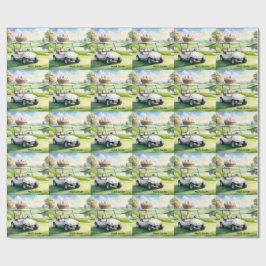 Papel De Presente Golf Easter holiday with golf cart and easter eggs