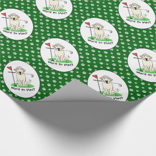 Papel De Presente Golf Golfing Yellow Lab Labrador Retriever Cachorr