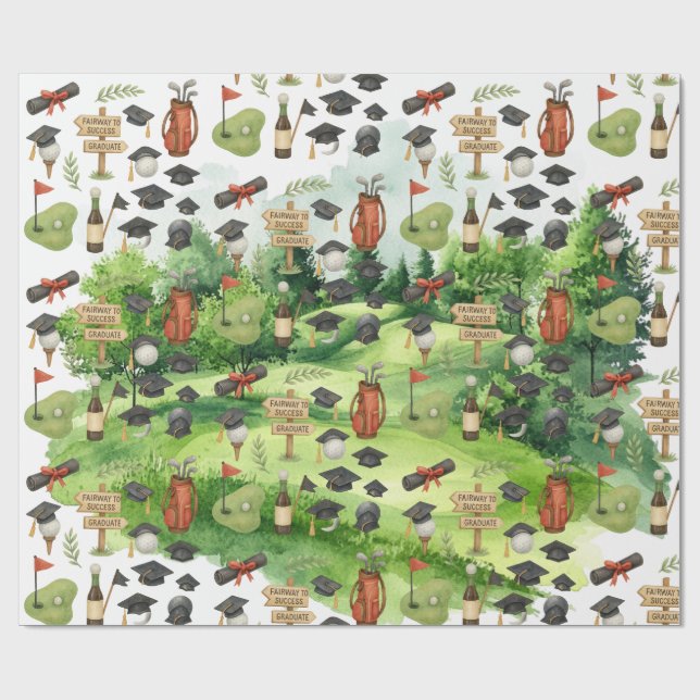 Papel De Presente Golf Graduation themed for Cat Lover Golfer (Aberto)