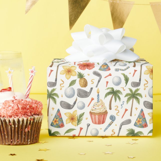 Papel De Presente Golf Hawaii temático para o Partido Golfista Havai (Festa de aniversário)