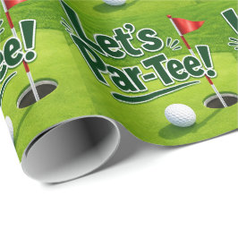 Papel De Presente Golf Let’s Par tee with golf flag on green white 