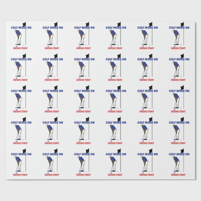 Papel De Presente Golf Mode ON: Swing First | Funny Golfer Graphic T (Aberto)