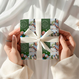 Papel De Presente Golf Personalizado com Múltiplas Fotos e Monograma
