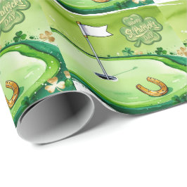 Papel De Presente Golf St. Patrick's Day para jogador de golfe aquar