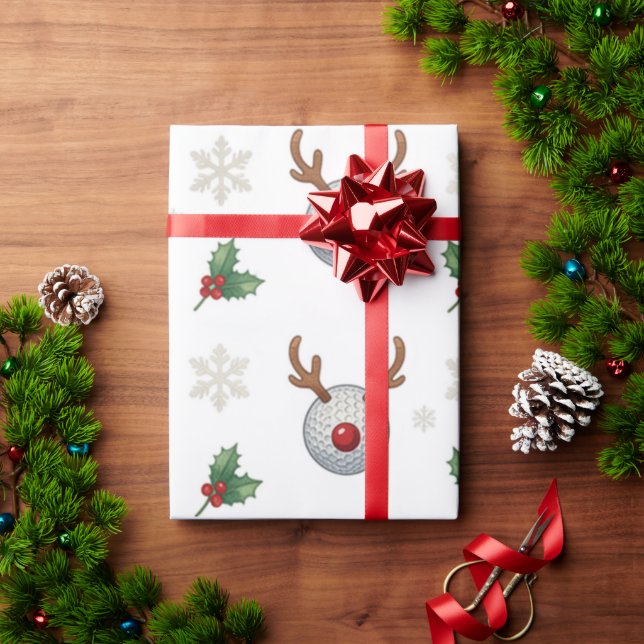 Papel De Presente Golf tema de Natal  (Presente de Natal)