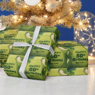 Papel De Presente Golfe Aniversário de 50 anos no green para golfist