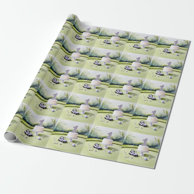 Papel De Presente Golfe de primeiro aniversario de um ano de idade c (Desenrolado)