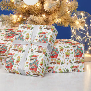 Papel De Presente Golfe do Papai Noel com Presente de Natal para Gol