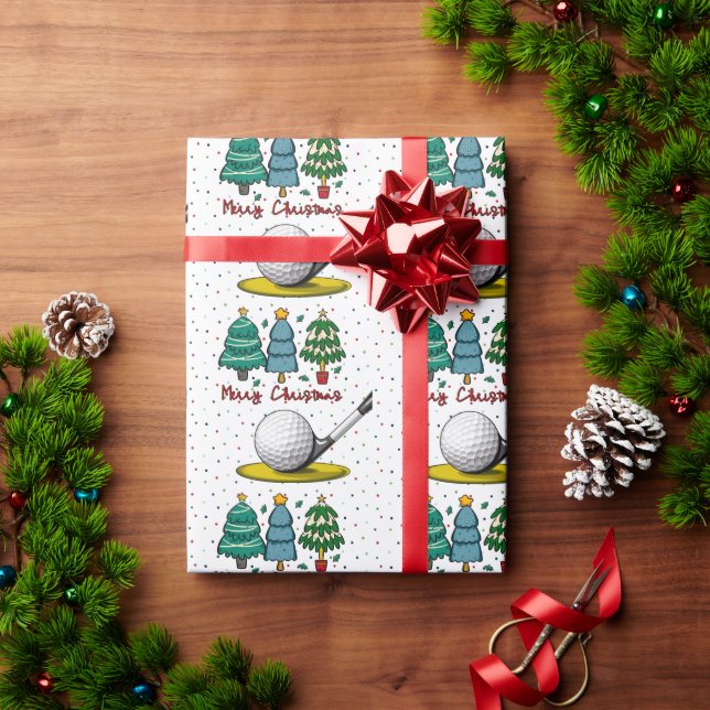Papel De Presente Golfe Feliz Natal para o golfe (Presente de Natal)