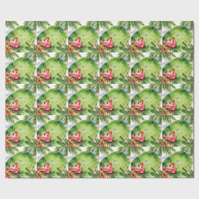 Papel De Presente Golfe Flórida com tema de aposentadoria de flaming (Barra)