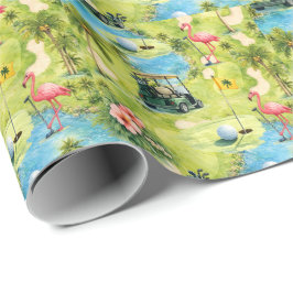 Papel De Presente Golfe Flórida temático com aposentadoria de flamin