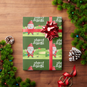 Papel De Presente Golfe Papai Noel Feliz Natal Verde