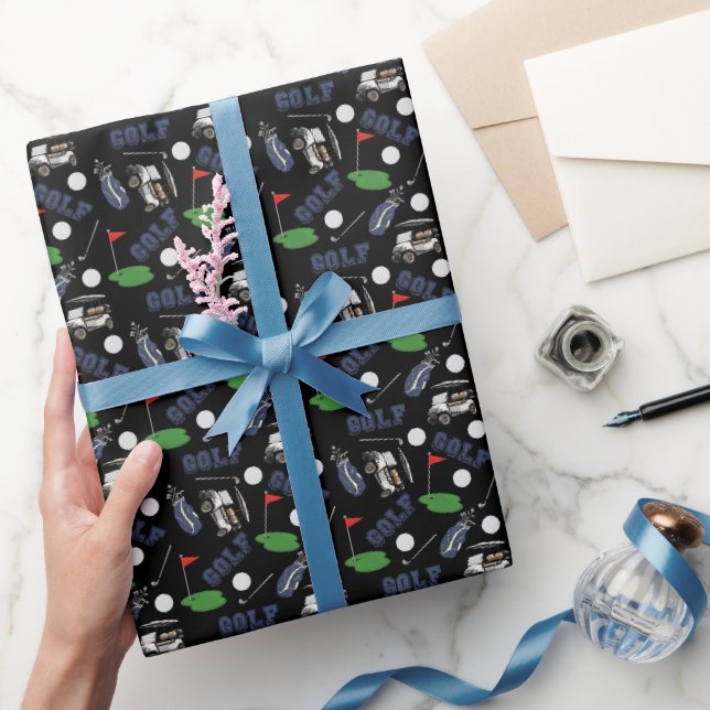 Papel De Presente Golfe perdido em preto (Presentear)
