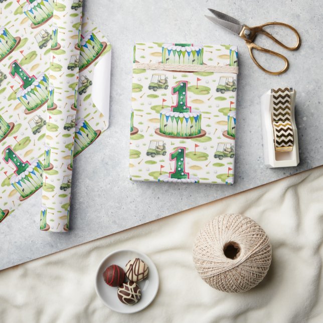 Papel De Presente Golfe, primeiro aniversario de um ano, golfe númer (Artesanato)