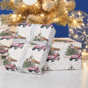 Papel De Presente Golfe Rosa Natal temático para Lady Golfer