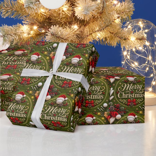 Papel De Presente Golfe tema de Natal em grama verde (Feriados)