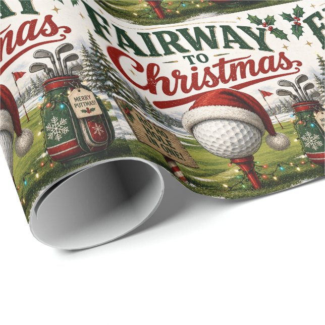 Papel De Presente Golfe tema de Natal para Golfista (Ponta do rolo)