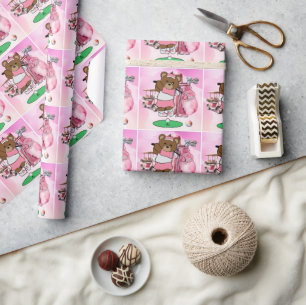 Papel De Presente Golfe temático rosa para golfe feminino