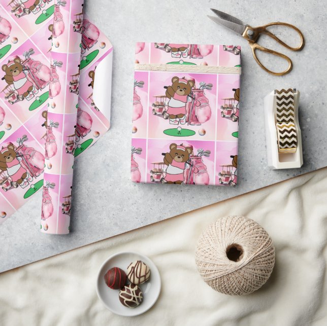 Papel De Presente Golfe temático rosa para golfe feminino (Artesanato)