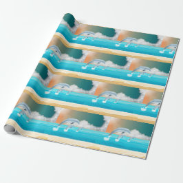 Papel De Presente golfinho saltando no oceano