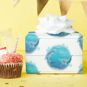 Papel De Presente Golfinhos e vida marinha
