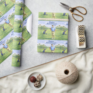 Papel De Presente Golfista com texto de Feliz Aposentadoria no Campo