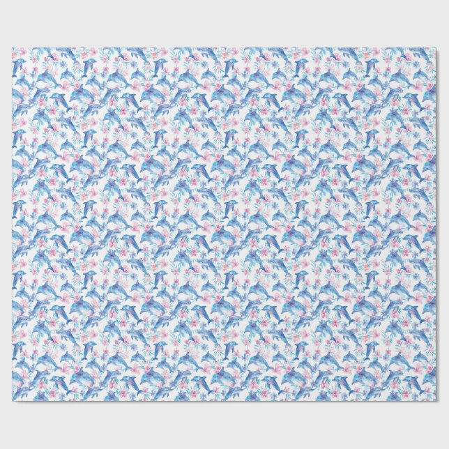 Papel De Presente Golfo Floral de Aquarela (Aberto)