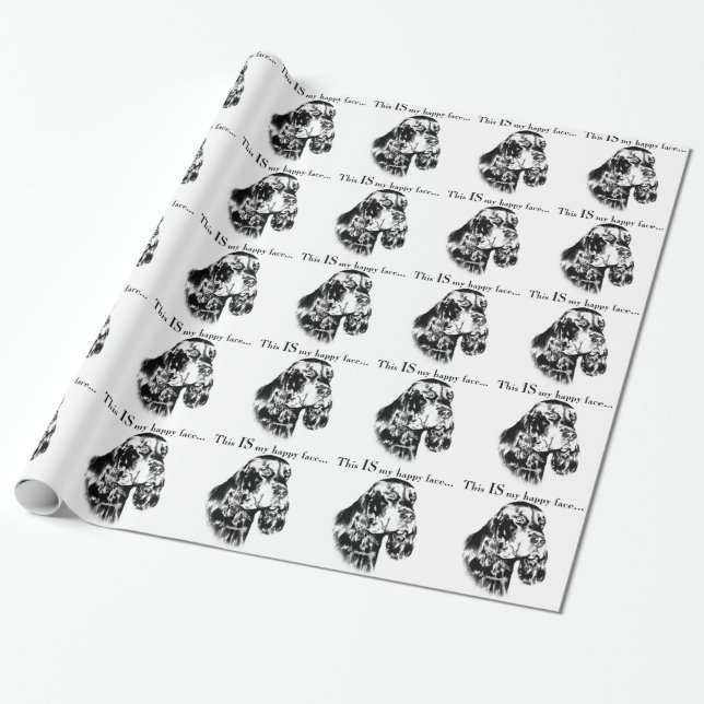 Papel De Presente Gordon Setter Happy Face (Desenrolado)
