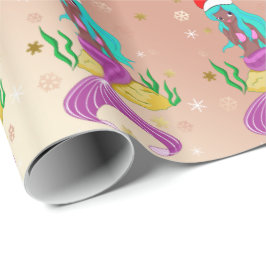 Papel De Presente Gorgeia de Natal, salmoura-de-neve, padrão dourado