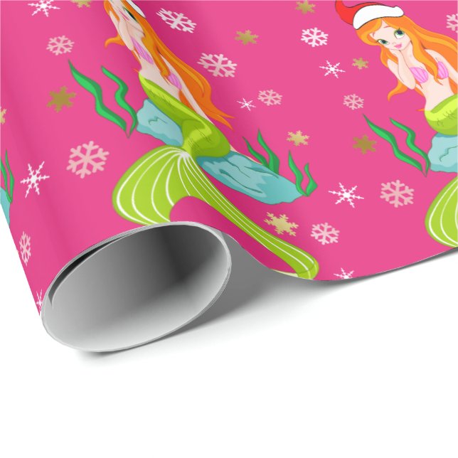 Papel De Presente Gorgeia de Natal, salmoura-de-neve, padrão dourado (Ponta do rolo)