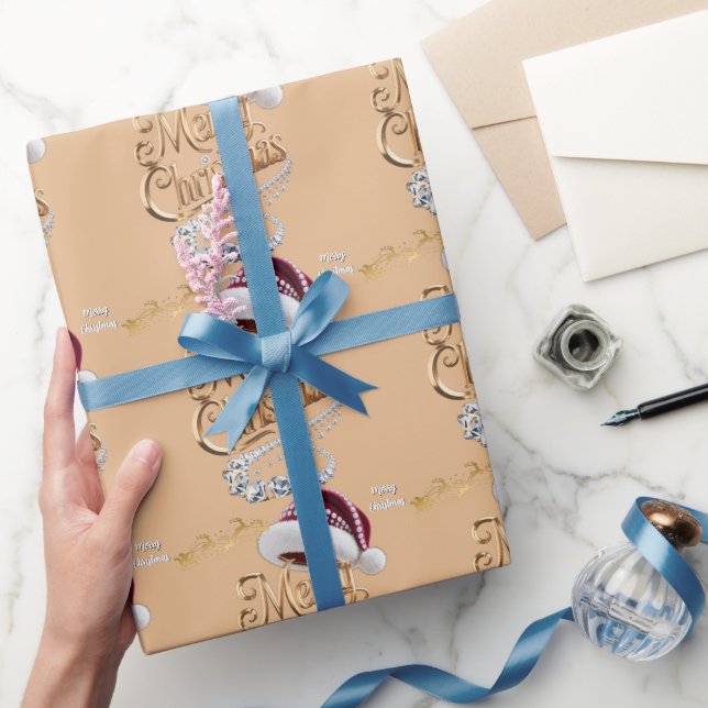 Papel De Presente Gorro de Natal fofo (Presentear)