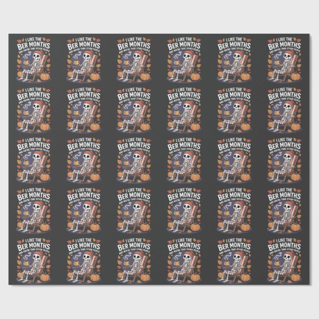 Papel De Presente Gosto dos Meses Ber, esqueleto esquelético engraça (Aberto)