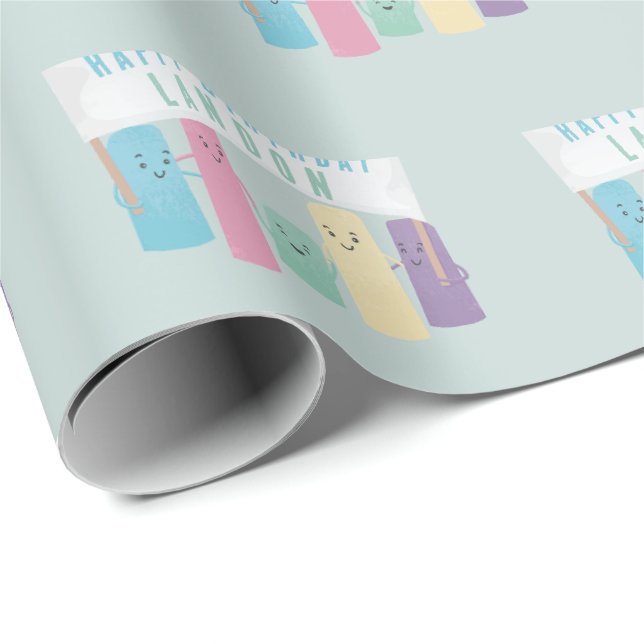 Papel De Presente Gota lateral branca com sinal personalizado (Ponta do rolo)