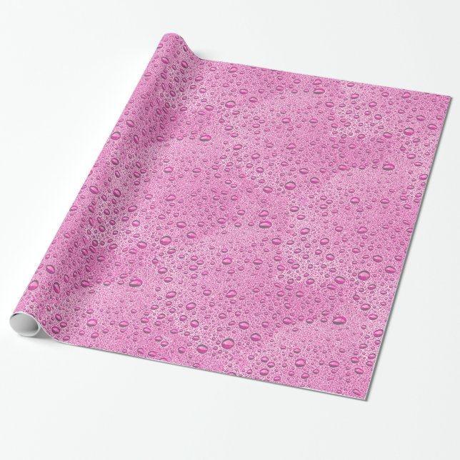 Papel De Presente Gotas de água rosa quente (Desenrolado)