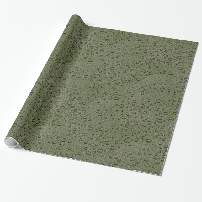 Papel De Presente Gotas de água verde-oliva (Desenrolado)
