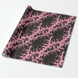 Papel De Presente Gothic Black and Pink Splatter Paint Abstract