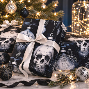 Papel De Presente Gothic Christmas Crânios Creepmas