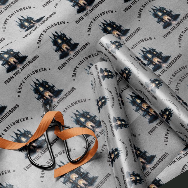 Papel De Presente Gothic Victorian Haunted House Happy Halloween (Criador carregado)