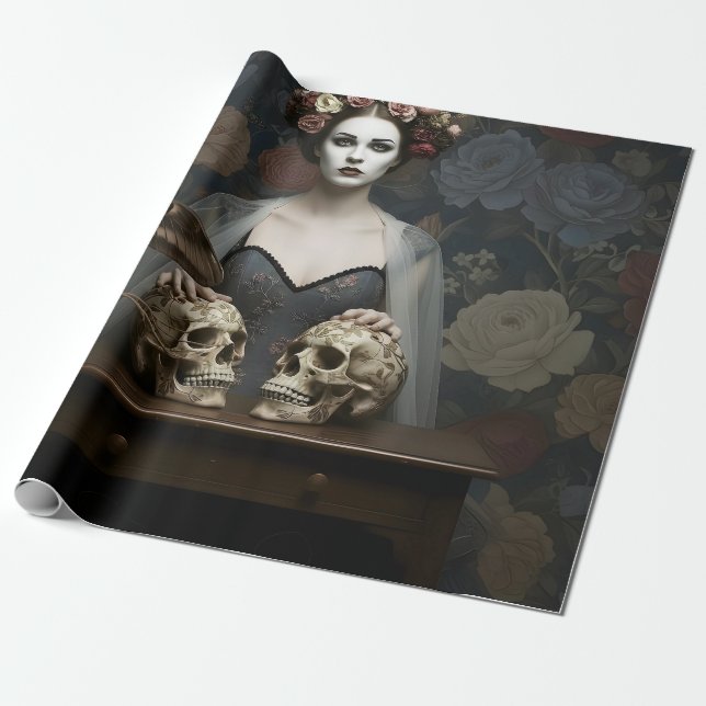 Papel De Presente Gothic Vintage Art Design (Desenrolado)