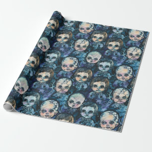 Papel De Presente Gótica Halloween Bonecas assustadoras e assustador