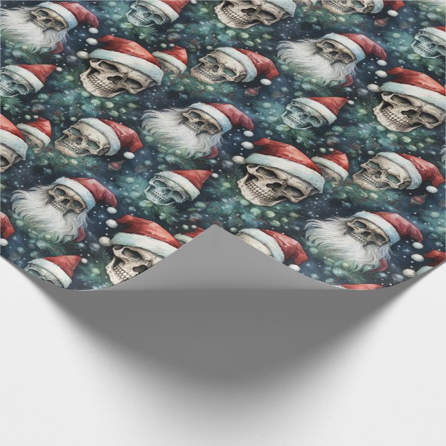 Papel De Presente Gótica Santa Hats Verde e Alternativo Vermelho Xma (Ponta)