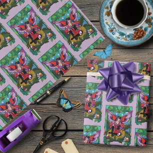 Papel De Presente Gótico Cogão Vermelho Roxo Gótico