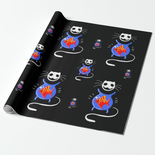 Papel De Presente Gótico Halloween Engraçado Gift Wrap num Roll (Desenrolado)