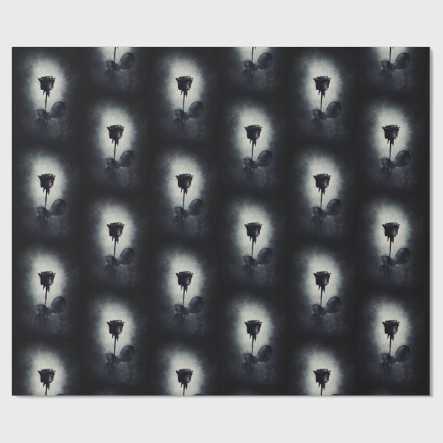 Papel De Presente Gótico Negro Derrubando sangue Macabro Padrão (Aberto)