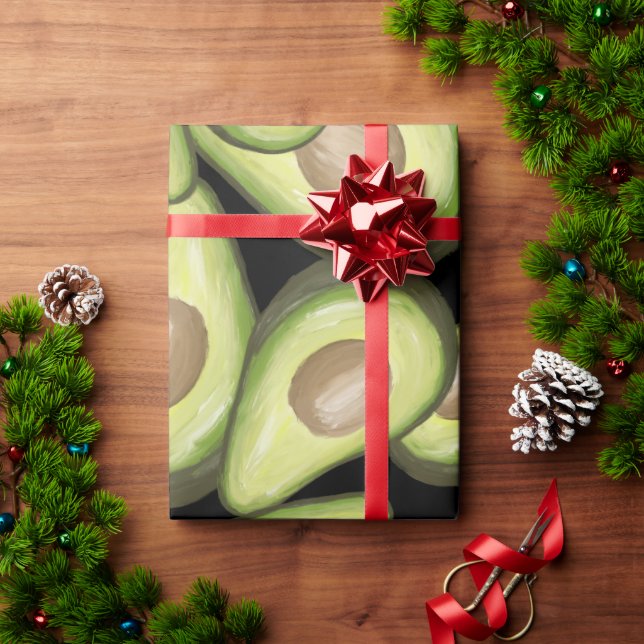 Papel De Presente Gourmet Fresco Vegan Avocado Padrão (Presente de Natal)