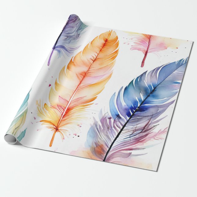Papel De Presente Graça de Pé: Elegância de Aquarela (Desenrolado)