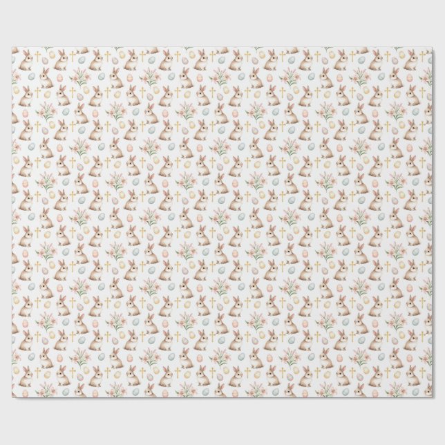 Papel De Presente Graça Dourada – Coelho de Páscoa em Aquarela Sem C (Aberto)