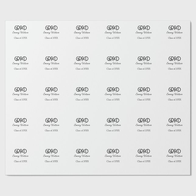 Papel De Presente Grad bold letter graduation name class of 20XX sim (Aberto)