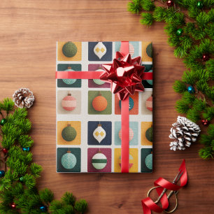 Papel De Presente Grade Colorida de Árvores de Natal