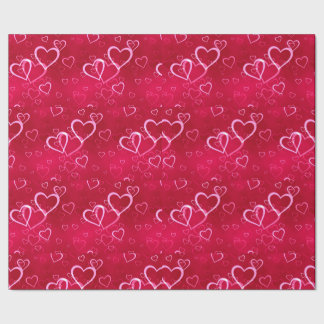 Papel De Presente Grade de Coração Coral: Doçura Simples Espalhada